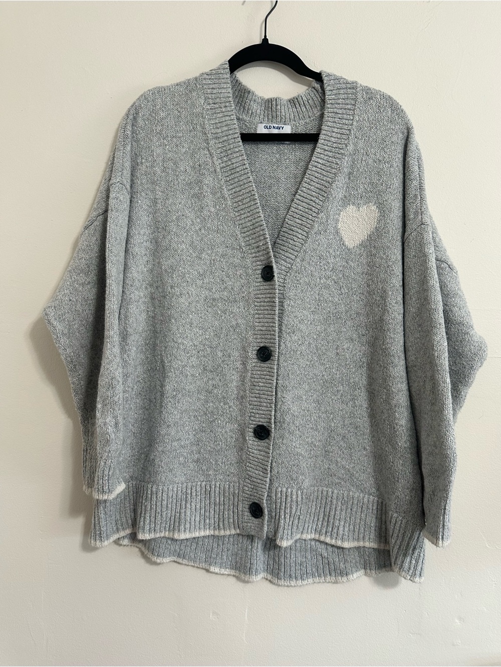 Old Navy XL Gray Heart women’s Oversized Grandpa Cardigan Button Front Sweater